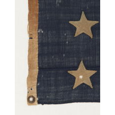 U.S. NAVY JACK WITH 37 STARS, AN ENTIRELY HAND-SEWN EXAMPLE WITH SINGLE-APPLIQUÉD STARS, MADE BY ANNIN IN NEW YORK CITY BETWEEN 1867 AND 1876, RECONSTRUCTION ERA, NEBRASKA STATEHOOD