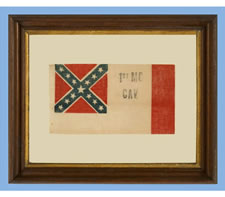 VERY RARE CONFEDERATE REUNION FLAG WITH OVERPRINT FROM THE 1ST MISSOURI CAVALRY