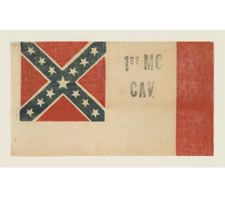 VERY RARE CONFEDERATE REUNION FLAG WITH OVERPRINT FROM THE 1ST MISSOURI CAVALRY