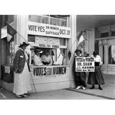 VOTES FOR WOMEN BANNER IN PURPLE AND GREEN, WITH EXCEPTIONAL SCALE, MADE IN HARTFORD, CONNECTICUT, PROBABLY FOR THE WOMEN'S POLITICAL UNION OF NEW YORK, CONNECTICUT, AND NEW JERSEY, ORGANIZED BY CARRIE STANTON'S DAUGHTER, HARRIOT EATON STANTON BLATCH, 1910-1915