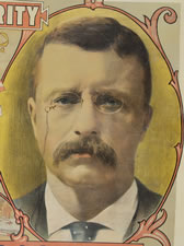 WILLIAM McKINLEY & THEODORE ROOSEVELT PRESIDENTIAL CAMPAIGN POSTER, LARGE SCALE WITH HUGE PORTRAIT IMAGES, ENTITLED "PROSPERITY", PRINTED IN CLEVELAND, 1900