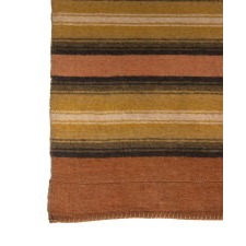 WOOL HORSE BLANKET WITH A BEAUTIFUL TAN / RUST / CLAY COLORED GROUND AND SOUTHWEST STYLE STRIPING, LATE 19TH CENTURY