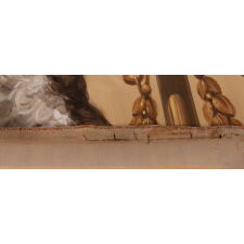 DRAMATIC, HAND-PAINTED, PATRIOTIC BANNER WITH A SCREAMING EAGLE, WINGS RAISED TO ENVELOPE A BILLOWING AMERICAN FLAG; HAND-PAINTED ON SATIN, IN THE POPULAR MANNER OF EARLY 20TH CENTURY ILLUSTRATORS; SIGNED “A. BUCCINI, N.Y.C.”, COPYRIGHTED & DATED 1918 (CLOSING YEAR OF WWI)