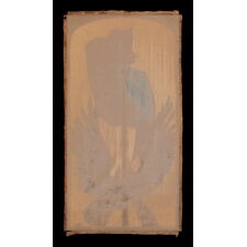 DRAMATIC, HAND-PAINTED, PATRIOTIC BANNER WITH A SCREAMING EAGLE, WINGS RAISED TO ENVELOPE A BILLOWING AMERICAN FLAG; HAND-PAINTED ON SATIN, IN THE POPULAR MANNER OF EARLY 20TH CENTURY ILLUSTRATORS; SIGNED “A. BUCCINI, N.Y.C.”, COPYRIGHTED & DATED 1918 (CLOSING YEAR OF WWI)