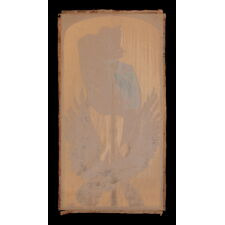 DRAMATIC, HAND-PAINTED, PATRIOTIC BANNER WITH A SCREAMING EAGLE, WINGS RAISED TO ENVELOPE A BILLOWING AMERICAN FLAG; HAND-PAINTED ON SATIN, IN THE POPULAR MANNER OF EARLY 20TH CENTURY ILLUSTRATORS; SIGNED “A. BUCCINI, N.Y.C.”, COPYRIGHTED & DATED 1918 (CLOSING YEAR OF WWI)