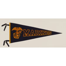 UNITED STATES MARINE CORPS PENNANT OF NOTABLE WEIGHT & QUALITY, IN THE OLD COLOR SCHEME, MADE DURING OR IN THE WAKE OF WWII