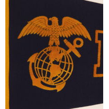 UNITED STATES MARINE CORPS PENNANT OF NOTABLE WEIGHT & QUALITY, IN THE OLD COLOR SCHEME, MADE DURING OR IN THE WAKE OF WWII